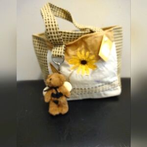 Sunflower Tote Bag with Teddy Bear